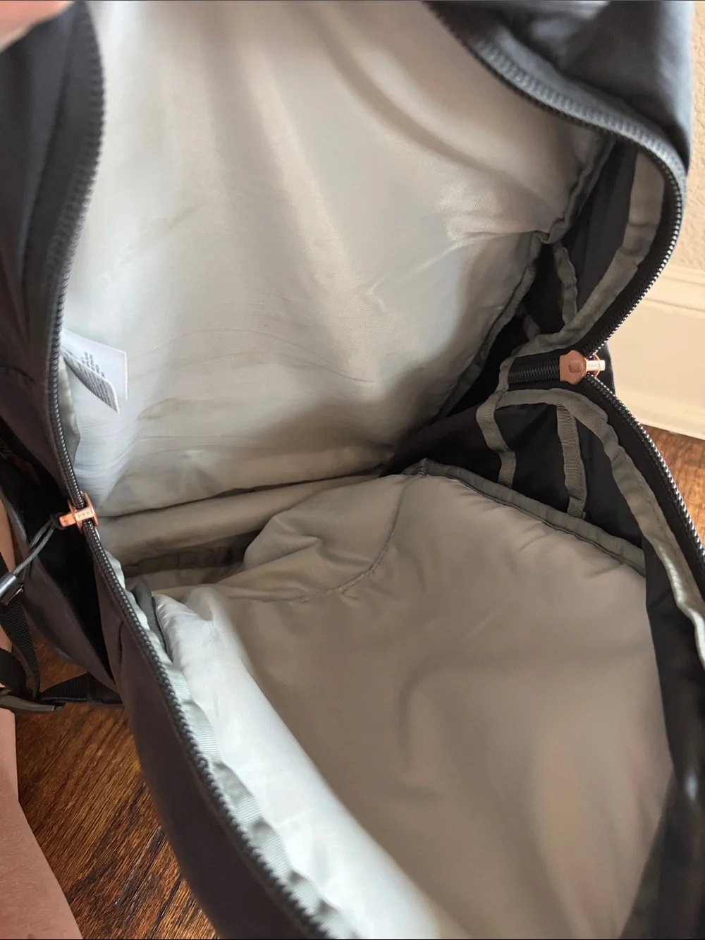 The North Face Black Recon Luxe Backpack with Subtle Rose Gold metallic Accents